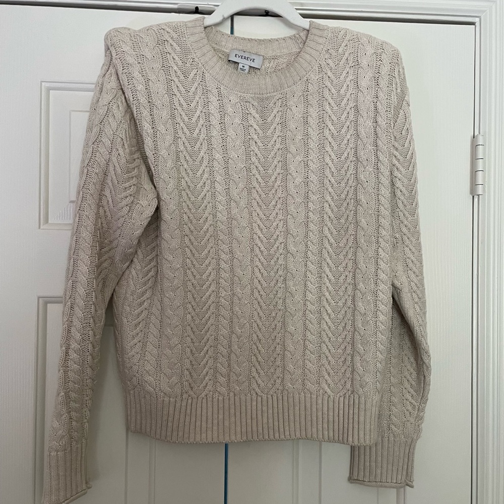 Evereve Beige Cable Knit Sweater